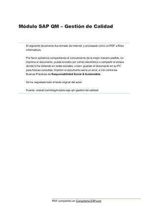 [SAP ECC QM] Modulo Sap Qm Gestion De Calidad
