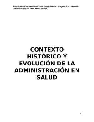 Contexto Histórico Y Evolución De La Administración En Salud