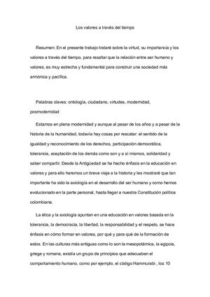 Los valores a través del tiempo