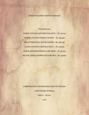 Ensayo Valores Institucionales