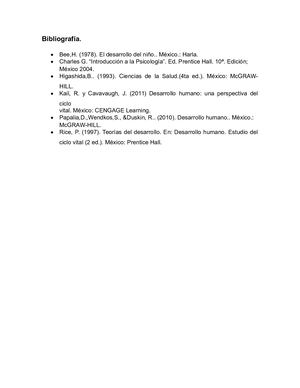 Bibliografía Etapas De Desarrollo Humano