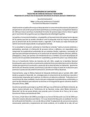 La Educación Ambiental En Colombia