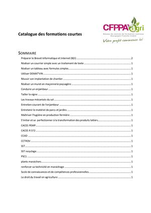 Catalogue Des Formations Courtes