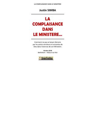 La Complaisance Dans Le Ministere