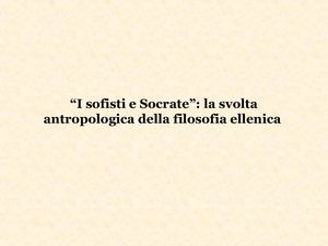 Sofisti E Socrate A Confronto