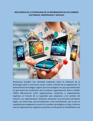 Inffluencia De La Tecnologia De La Informacion En Los Cambios Culturales