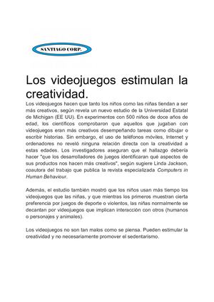 Los Videojuegos Estimulan La Creatividad