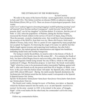 The Etymology Of The Word Mafia