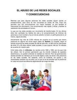 El Abuso De Las Redes Sociales Y Sus Consecuencias