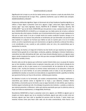 Dignificación De La Mujer