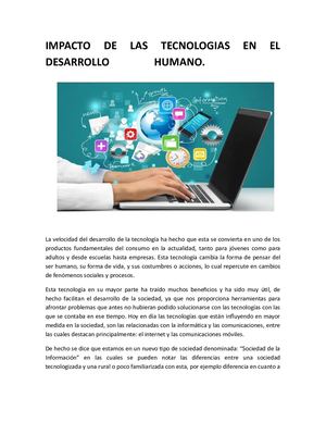 EL IMPACTO DE LA TECNOLOGÍA EN EL DESARROLLO HUMANO.