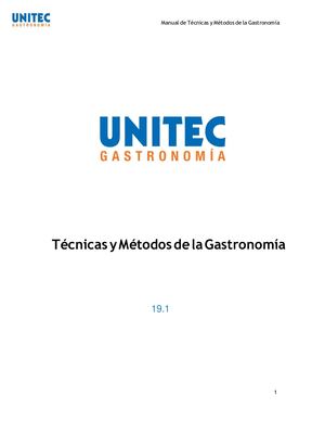Manual de Técnicas Y Métodos de la Gastronomía