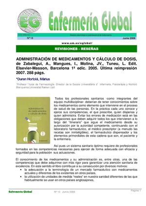 Administracion De Medicamentos Y Calculo De Dosis