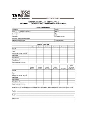 Formato 1 Entrevista Vocacional