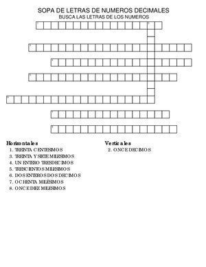 Sopa De Letras De Numeros D