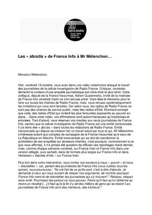Lettre Ouverte Sdj à Mr Melenchon