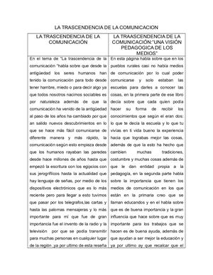 La Trascendencia De La Comunicacion