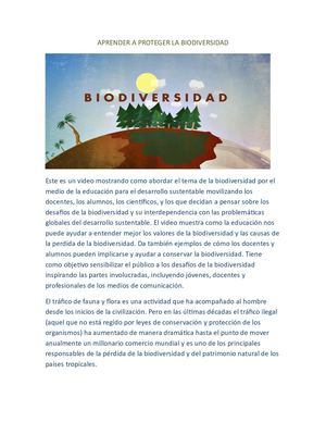 Aprender A Proteger La Biodiversidad