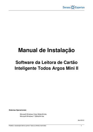 Manual De Instalacao Argos Mini Ii Vista E Windows 7 Abril 2012