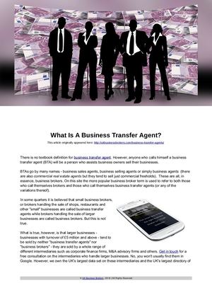 What Is A Business Transfer Agent