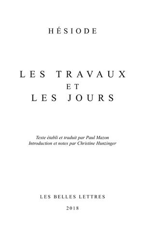 Extrait : Hésiode - Les Travaux et les Jours