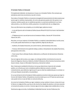 El Contador Publico En Venezuela
