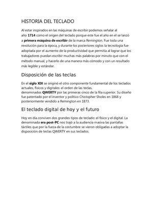 Historia Del Teclado