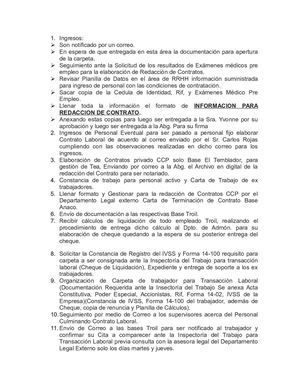 Procedimientos De Ingresos