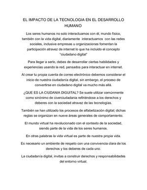 El Impacto De La Tecnologia En El Desarrollo Humano
