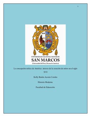 La Concepción Mítica De América Atreves De La Creación De Mitos En El Siglo Xvi