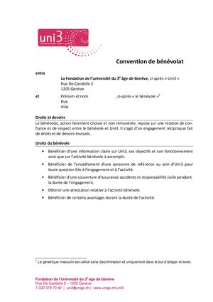 Convention bénévolat