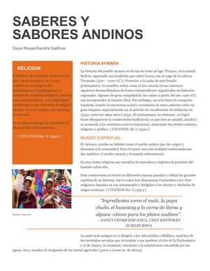 Saberes Y Sabores