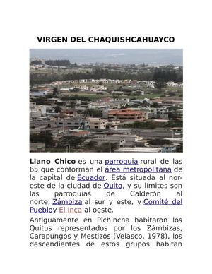 Llano Chico Y La Virgen Del Chaquishcahuayco