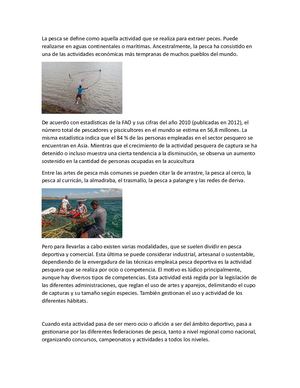 La Pesca Se Define Como Aquella Actividad Que Se Realiza Para Extraer Peces