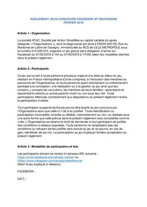 Reglement Jeux Concours Facebook Instagram 2