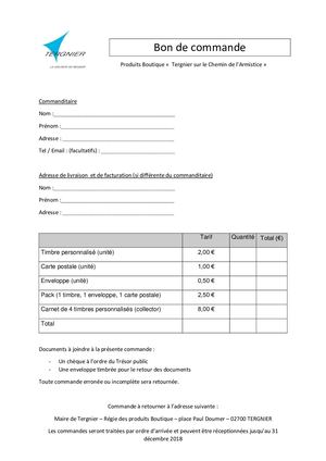 Bon De Commande Timbre