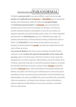 Definición Deparanormal