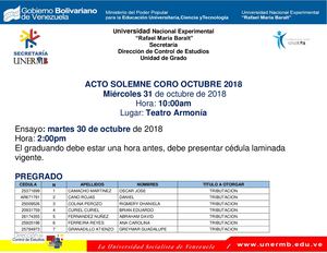 Notificación de Acto Solemne Coro (Octubre 2018)