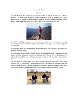 Diversidad Cultural De Chihuahua