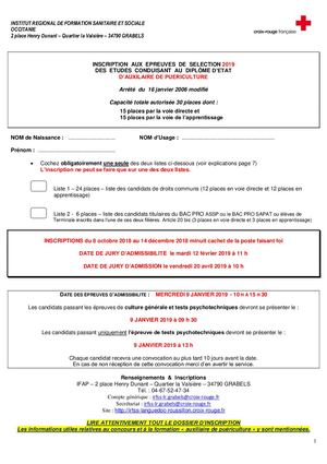 Concours Aux Puer Dossier Incription 2019