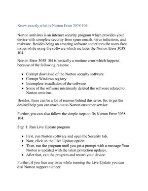 Know Exactly What Is Norton Error 3038 104