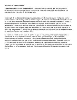 Definición De Sentido Común