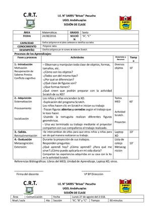 Sesion De Aprendizaje 2018