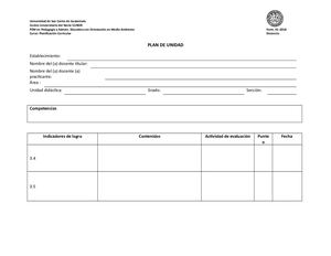 Formato Plan De Unidad