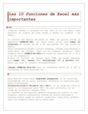 Las 10 Funciones De Excel Más Importantes
