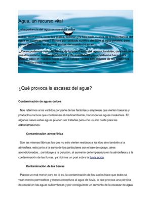 Agua, recurso vital.