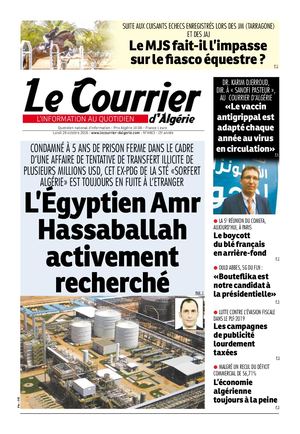 Le Courrier d'Algérie du lundi 29 octobre 2018