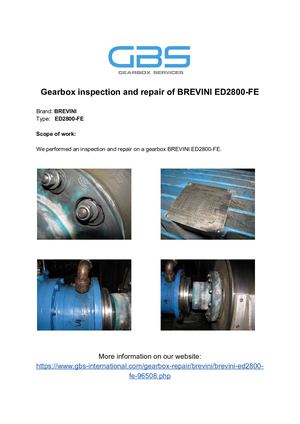 Gearbox Inspection And Repair Of BREVINI ED2800 FE