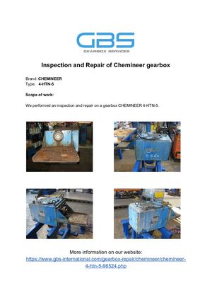 Inspection And Repair Of Chemineer Gearbox