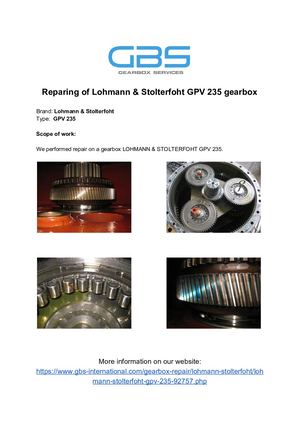 Reparing Of Lohmann & Stolterfoht GPV 235 Gearbox